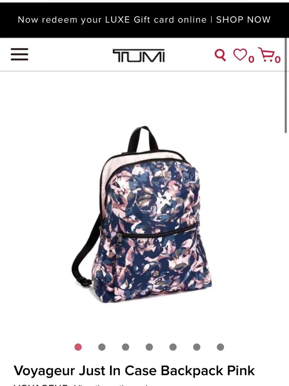 Tumi Voyageur Floral-Print Backpack in Navy and Pink - Picture 1 of 5